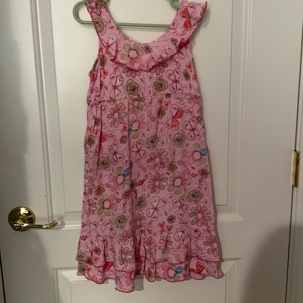 Cinnamon girl pink dress with flowers size 7-8